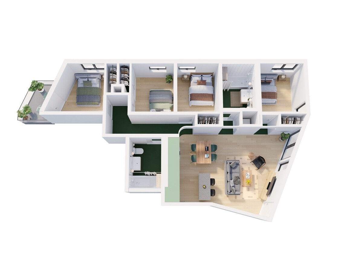Floor Plan - Co-Living  | Santa Monica | 4 BR, 2 BA 