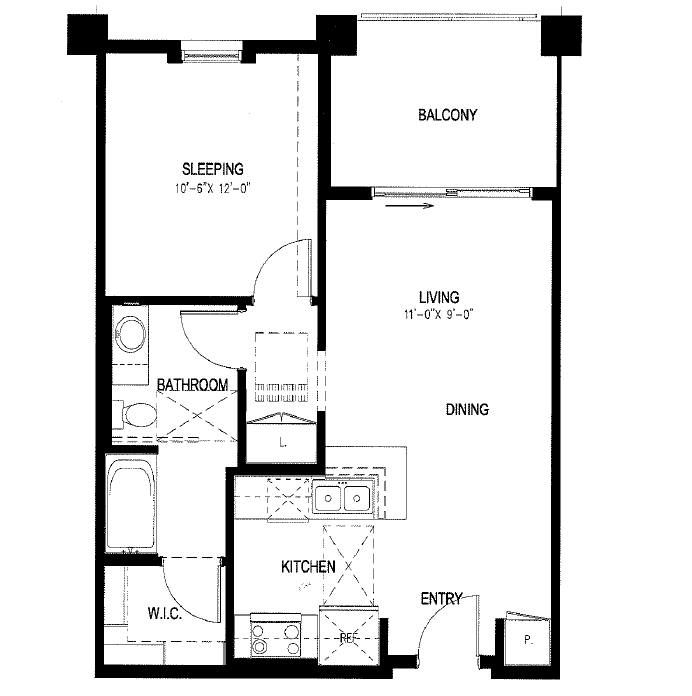 Floor Plan - 1 Bedroom