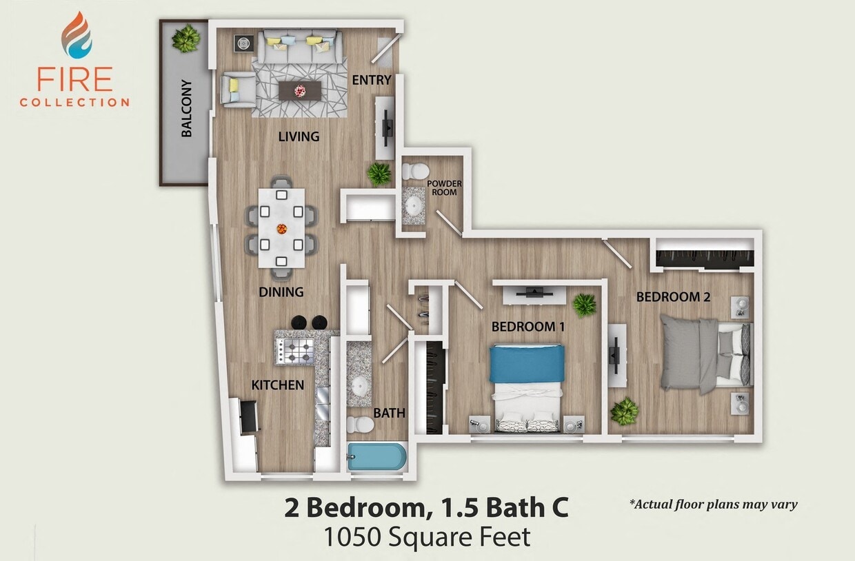 Floor Plan - 2 Bedroom, 1.5 Bath
