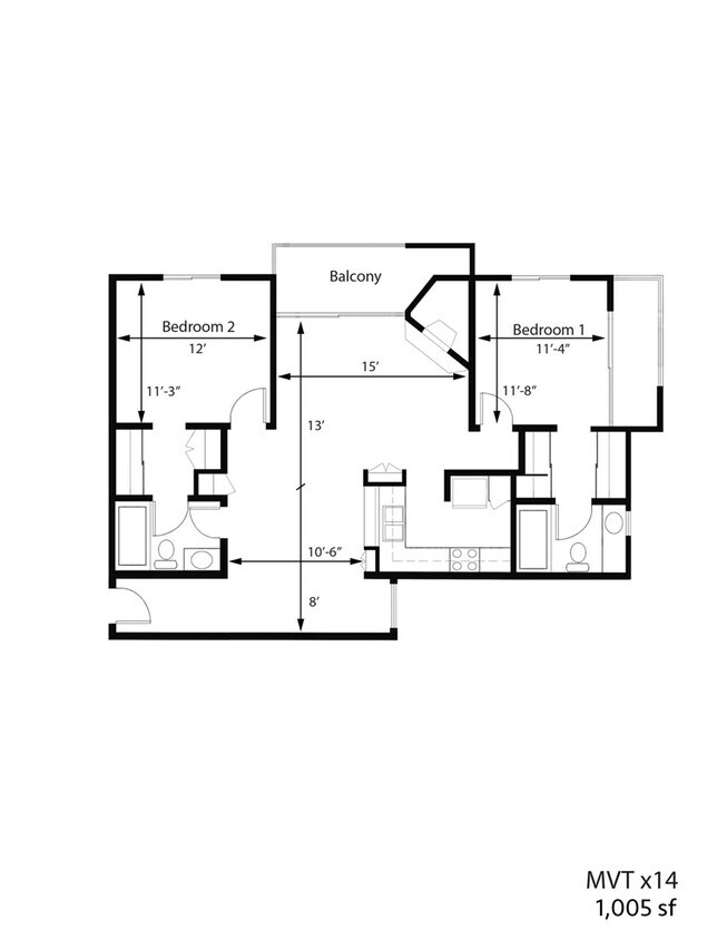 Floor Plan - 2BR 2BA - FLOOR PLAN C - 1441 MIDVALE