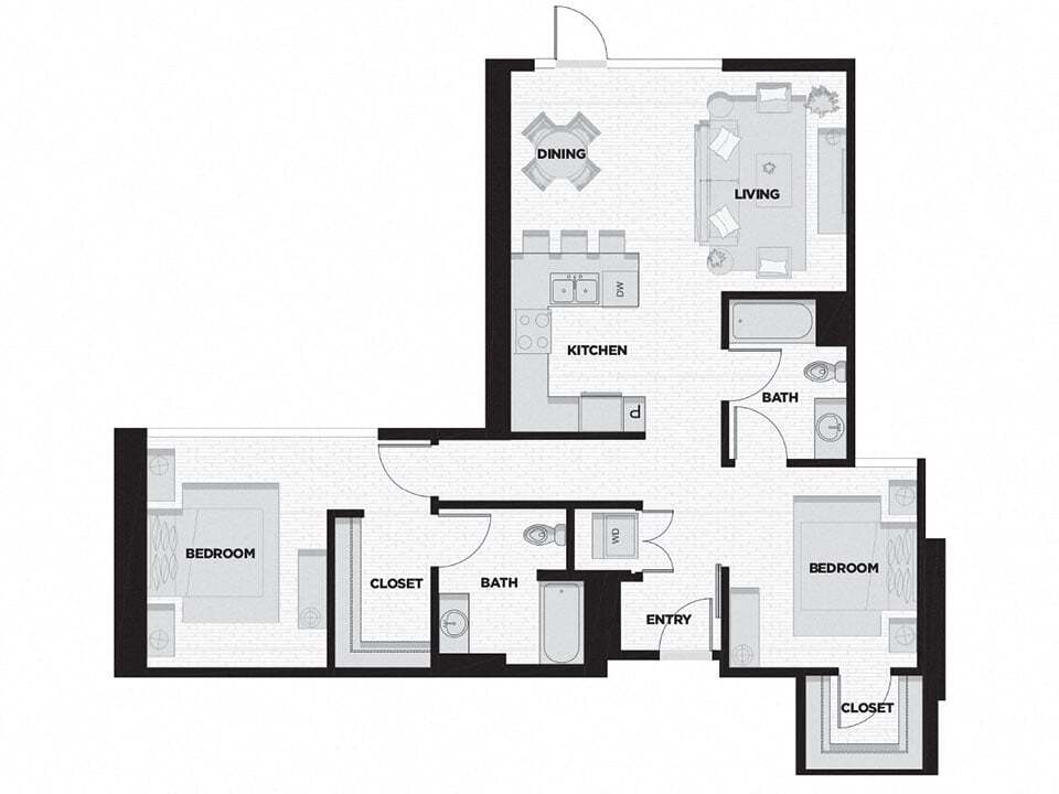 Floor Plan - 2 Bed - 2 Bath T