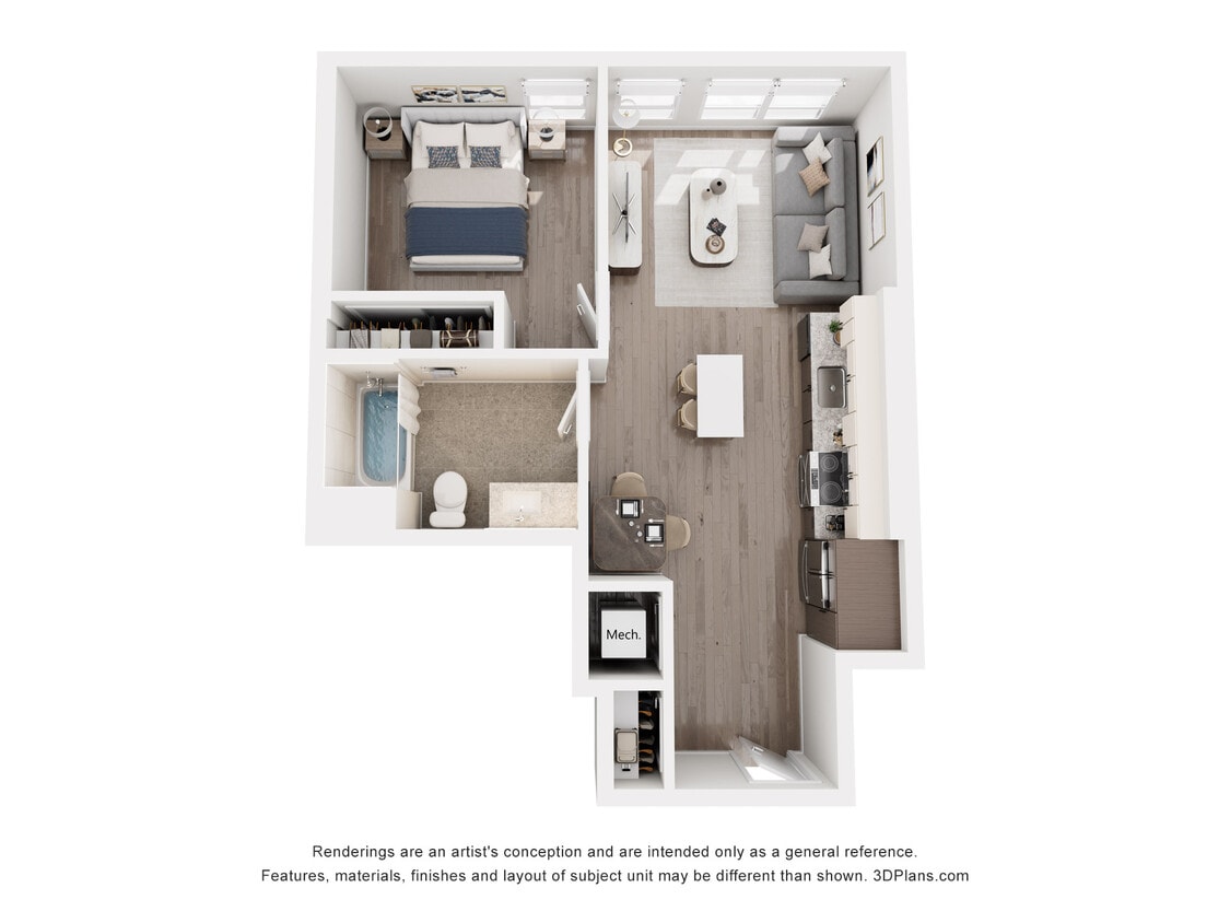 Floor Plan - H - 1 Bedroom