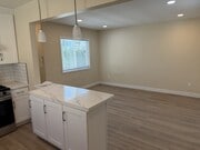 Kitchen peninsula and living room - 619 Linwood Ave Unit B