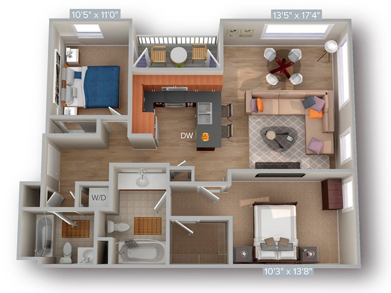 Floor Plan - 2 Bed 2 Bath 1019