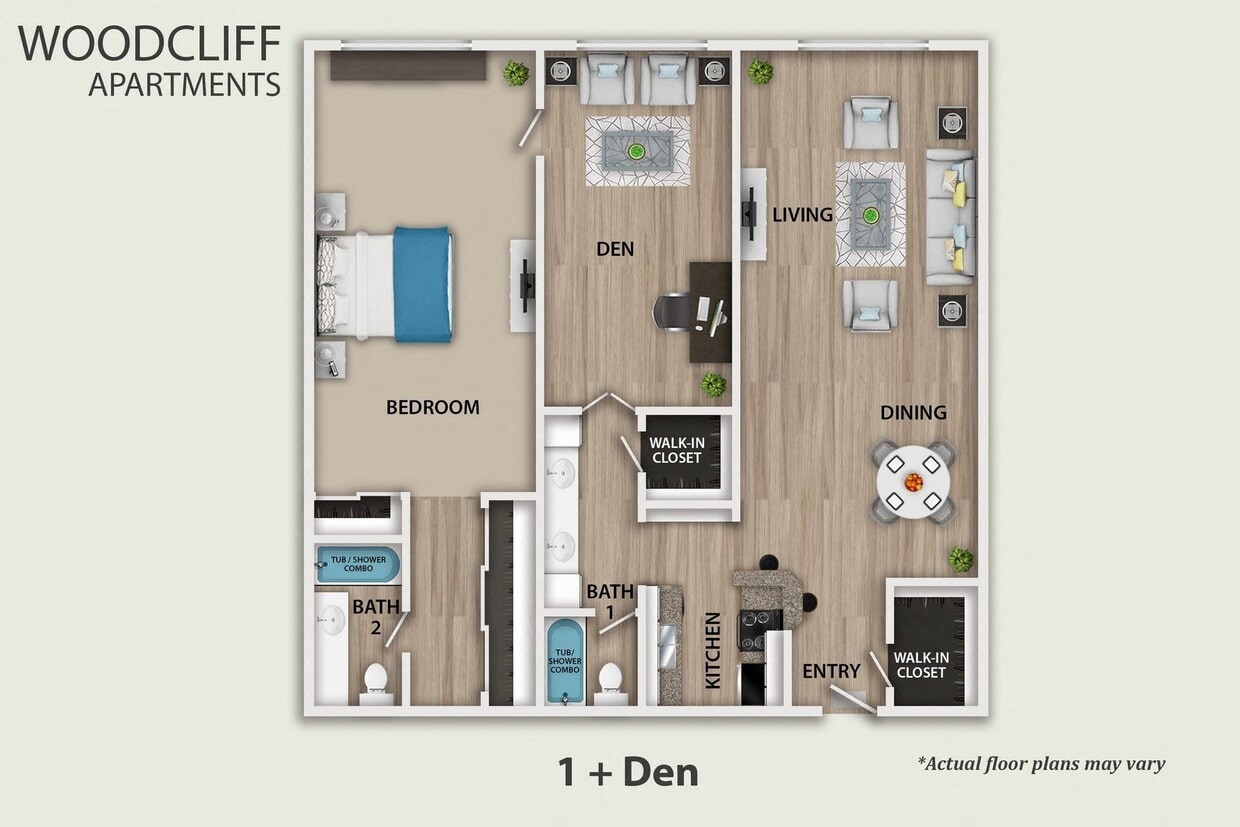 Floor Plan - 1 Bedroom Plus Den