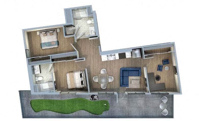 Floor Plan - 3 Bed/2 Bath-3G