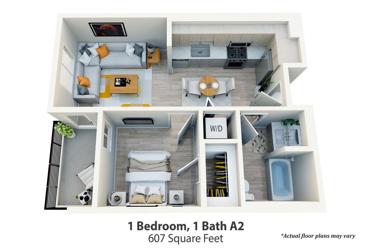 Floor Plan - 1 Bedroom, 1 Bath A2