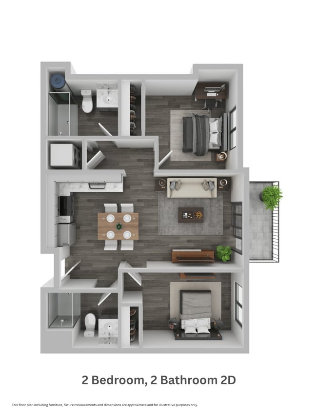 Floor Plan - Two Bedroom, Two Bathroom 2D (mkt)