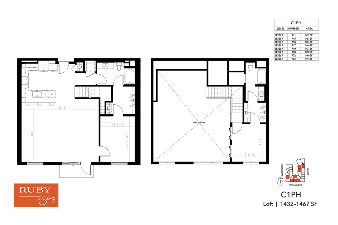 Floor Plan - Two Bedroom Loft C1PH