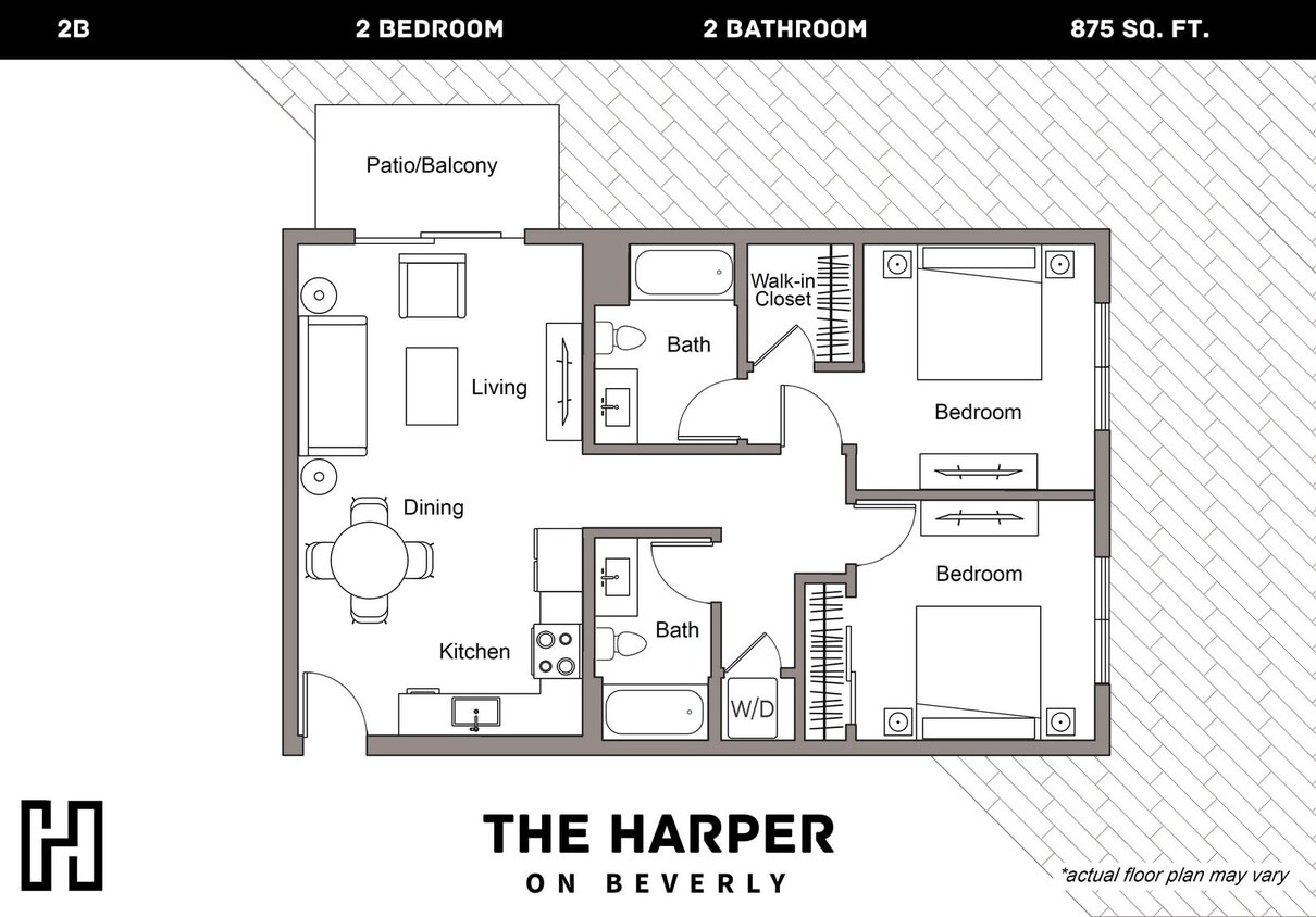 Floor Plan - Plan 2B - 2 Bedroom, 2 Bath