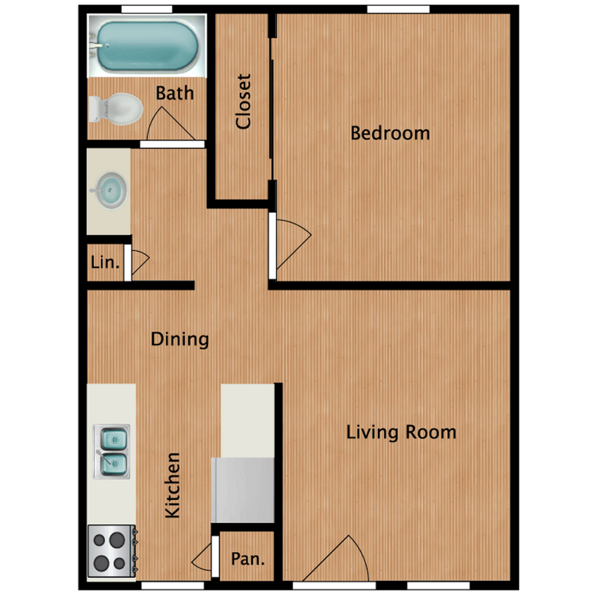Floor Plan - 1/1 Remodeled