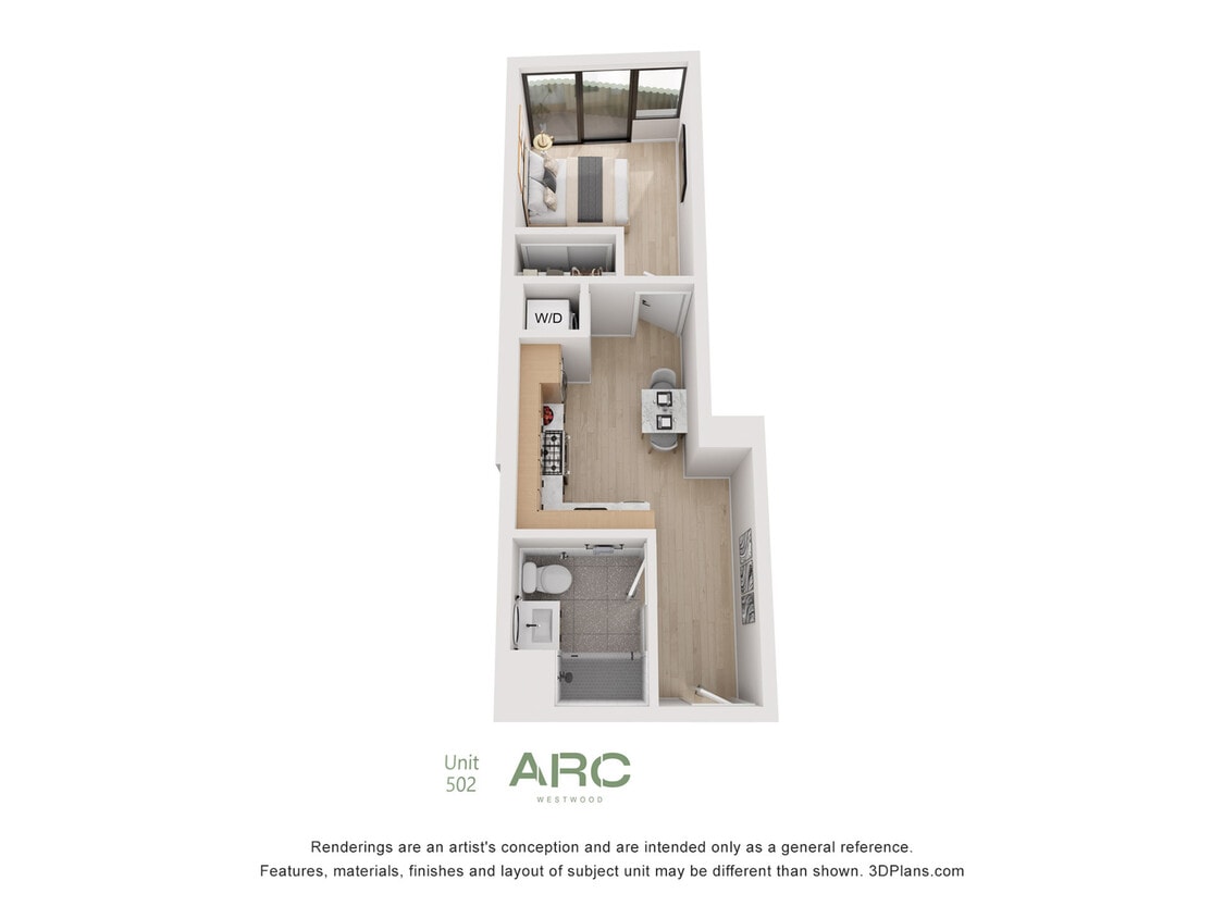 Unit 502_1BD Floor Plan - Penthouse One Bedroom