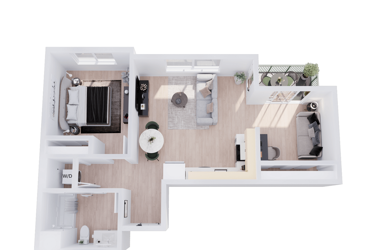 Floor Plan - Plan A - 1 Bedroom Plus Flex Space, 1 Bath