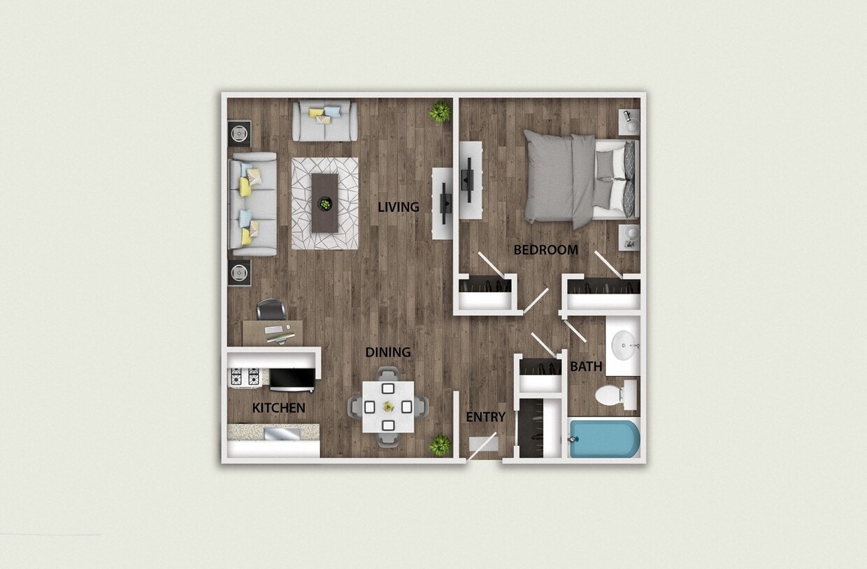 Floor Plan - One Bedroom, One Bath