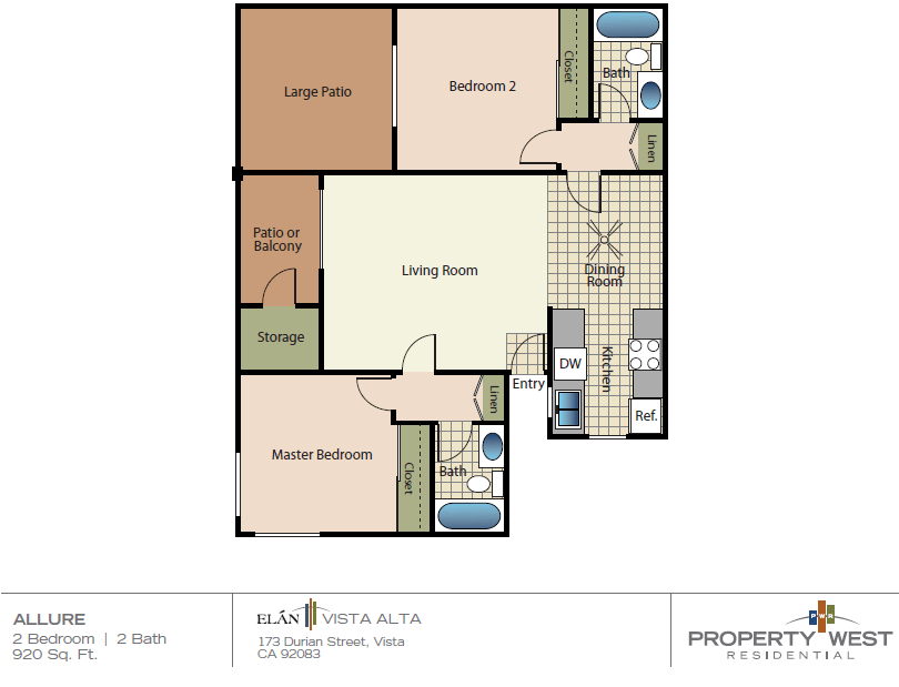 Floor Plan - 2 Bedrooms 2 Baths - 22A