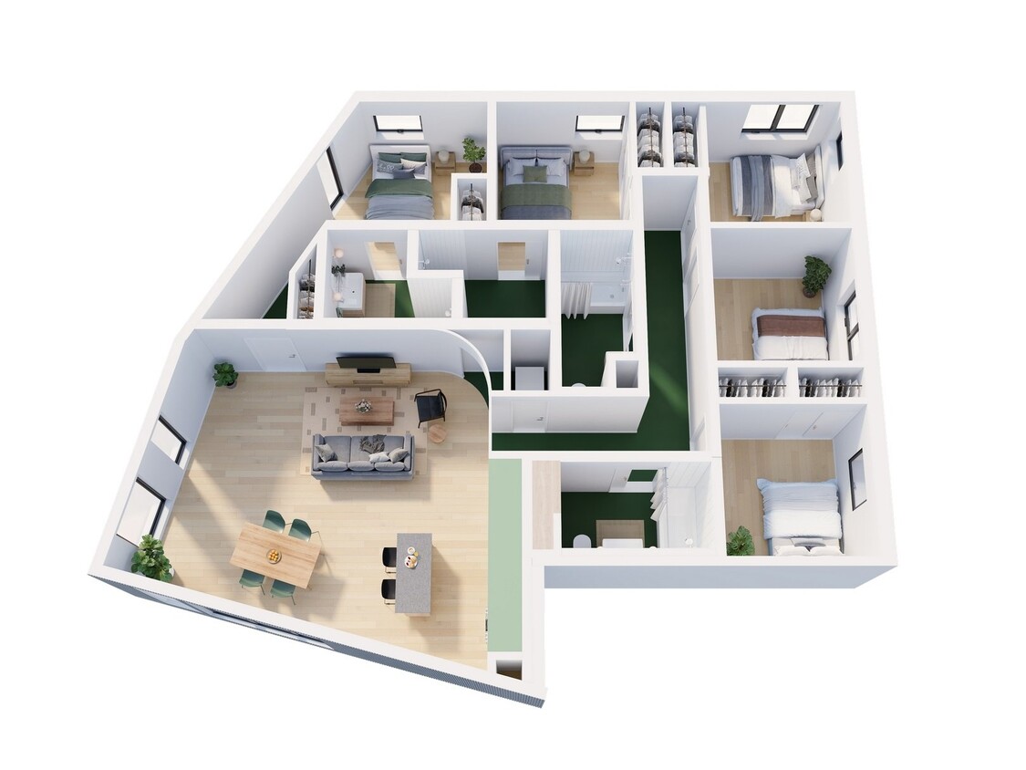 Floor Plan - Co-Living  | Bruin | 5 BR, 3 BA 