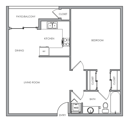 One Bedroom Floor Plan A - 1x1A