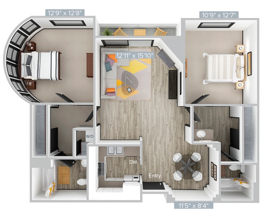 Floor Plan - T_2B2B_906SF_113-Premier