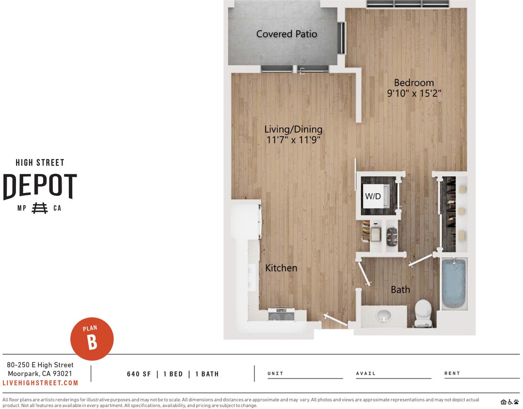 Floor Plan - 1 Bedroom, 1 Bathroom
