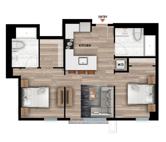 Floor Plan - B2 - 2 Bed 2 Bath