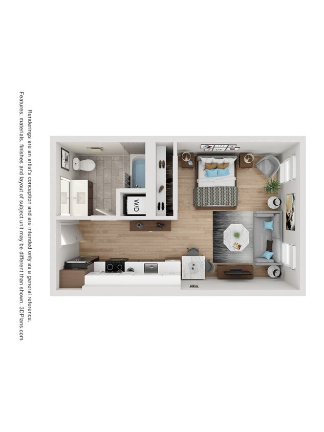 Floor Plan - Studio - 491 sqft
