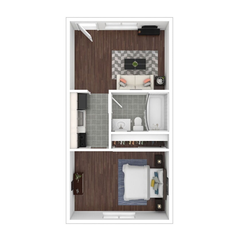 Floor Plan - One Bedroom, One Bath 
