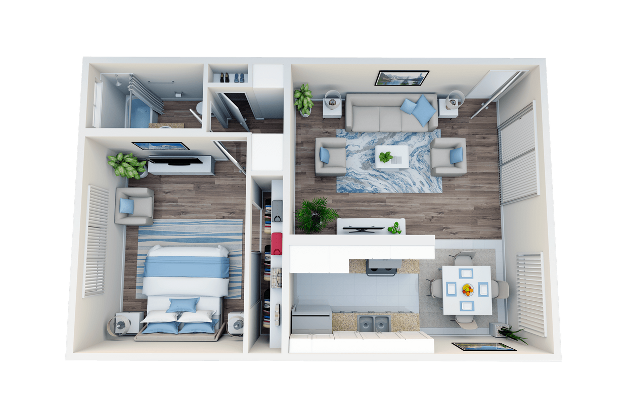 Floor Plan - 1 Bed 1 Bath