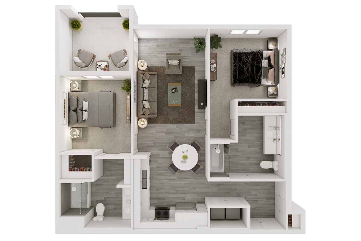 Floor Plan - 2 Bedroom + 2 Bath with Garage
