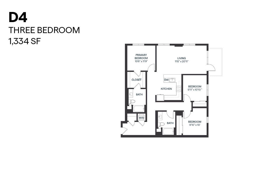 Floor Plan - Three Bedroom D4