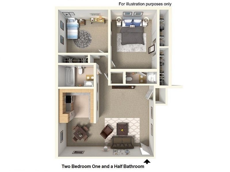 Floor Plan - 2 Bedroom 1.5 Bathroom
