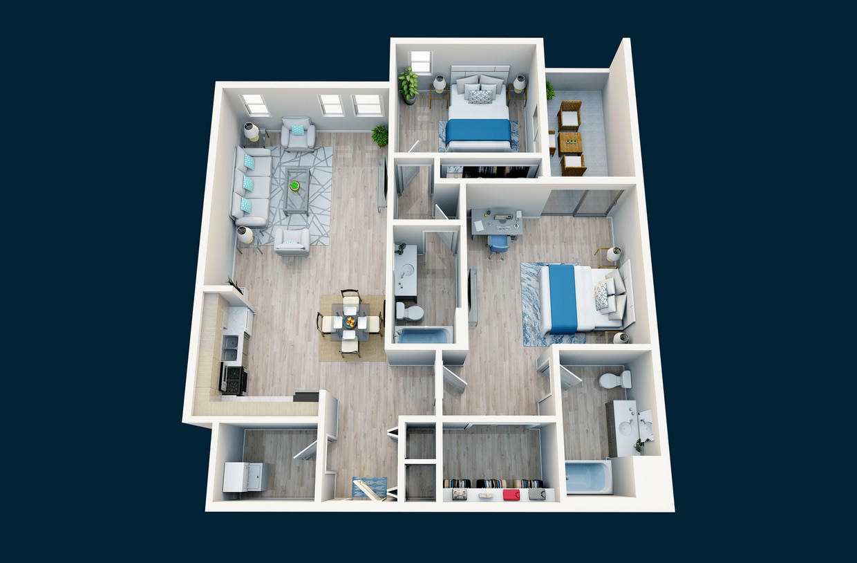 Floor Plan - 2 Bedroom, 2 Bath F