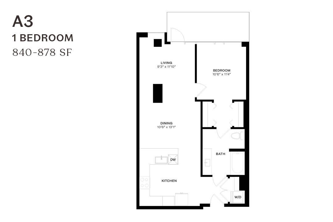 Floor Plan - One Bedroom A3 