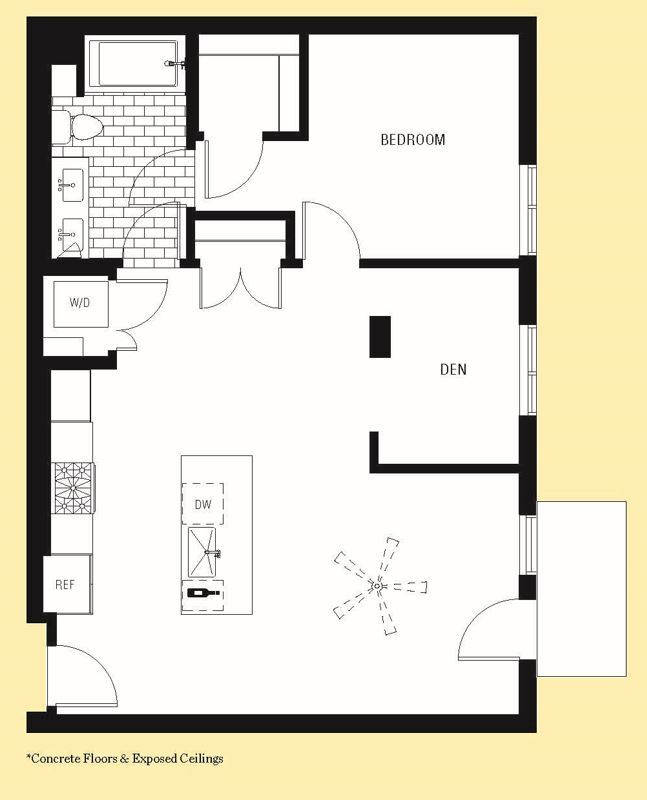 Floor Plan - 1x1 Den - 972