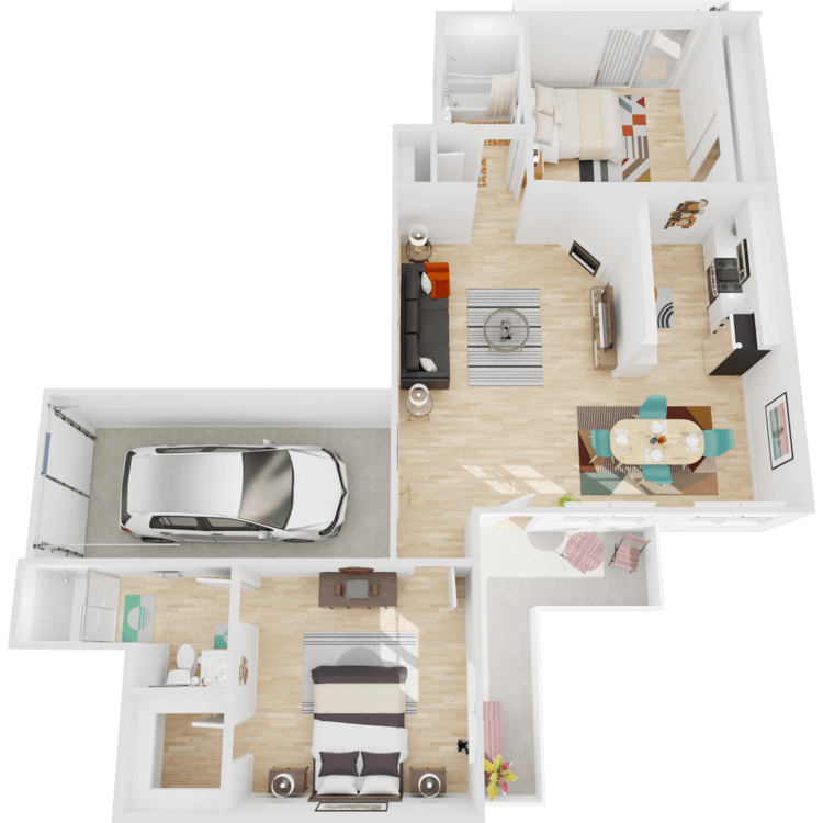 2x2_Garage_825_Overhead_887555.png - 2x2 w/ Attached Garage