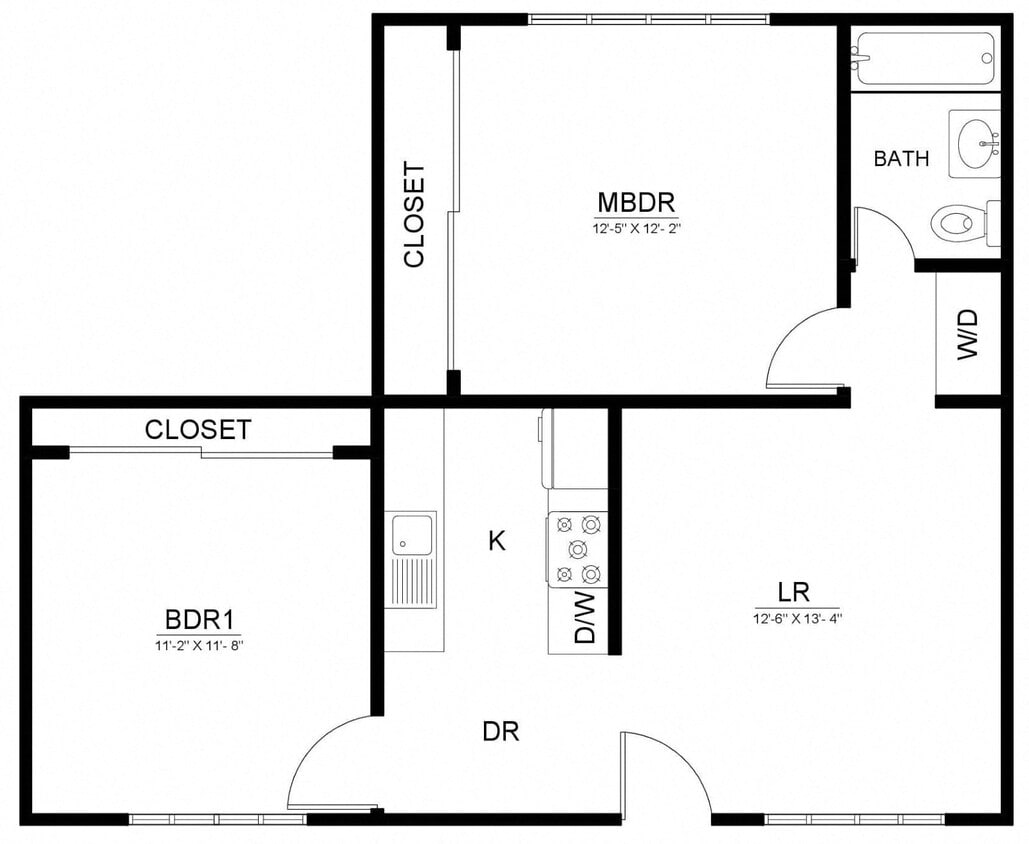 Floor Plan - 2 Bedrooms 1 Bathroom