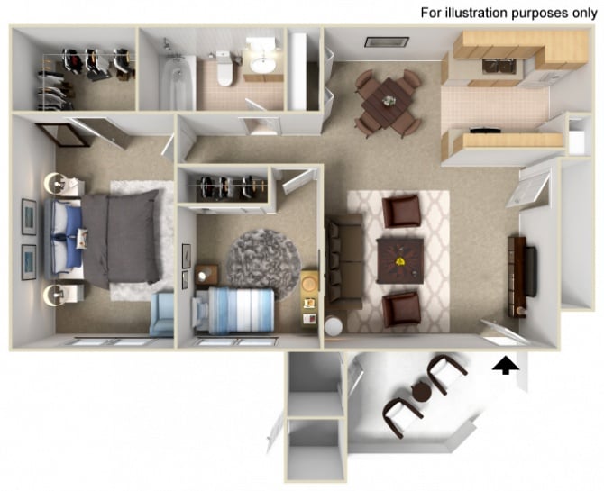 Floor Plan - Two Bedroom One Bath 