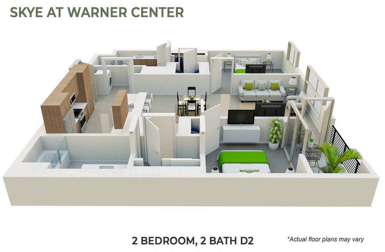 Floor Plan - 2 Bedroom,, 2 Bath D2