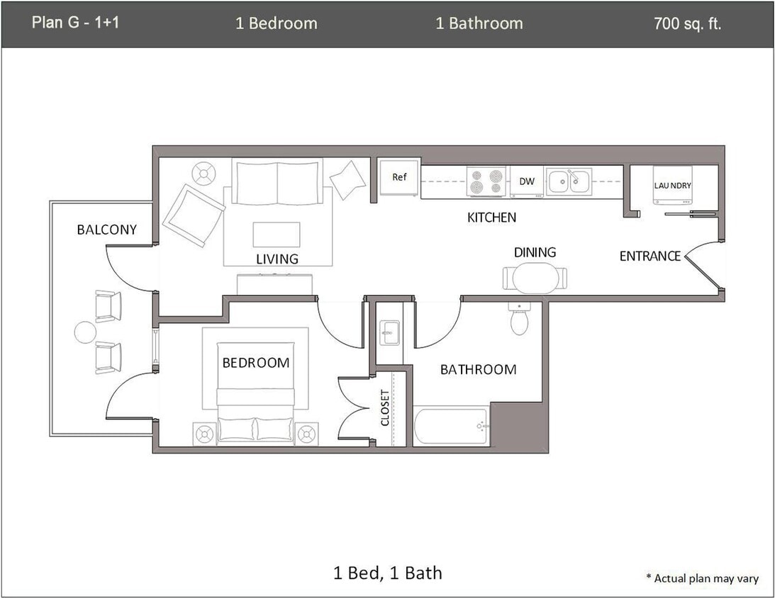 Floor Plan - 1 Bedroom G