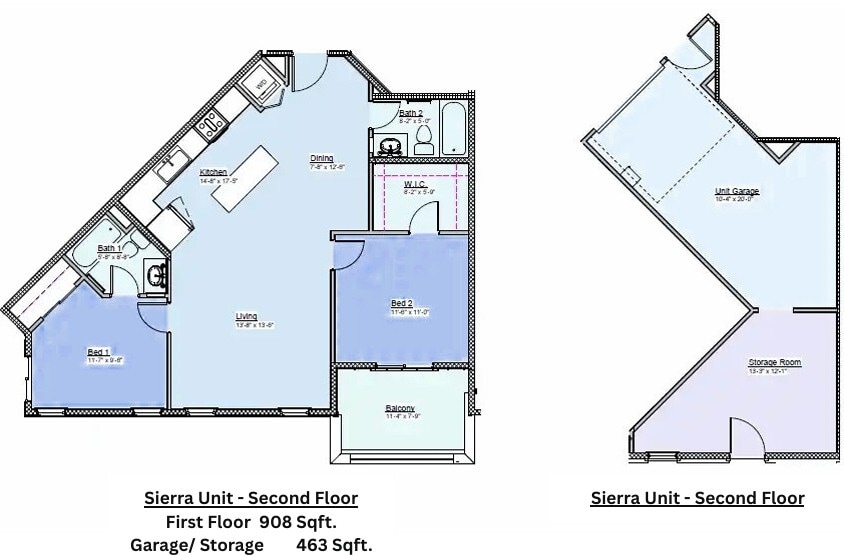 Floor Plan - Sierra 2 Bed, 2  Bath