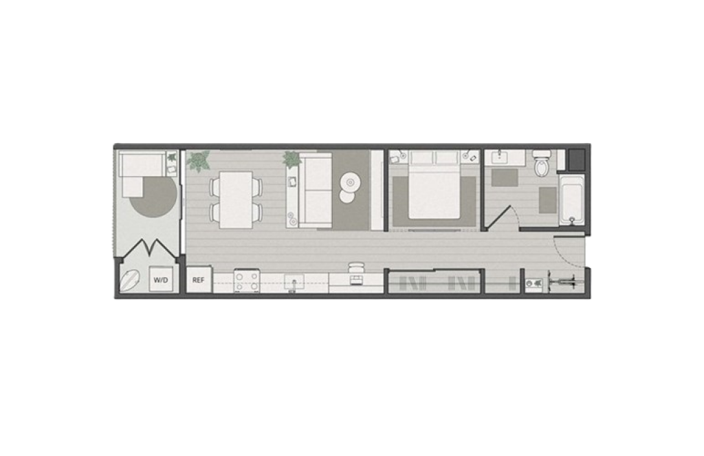 Floor Plan - One Bedroom, One Bath