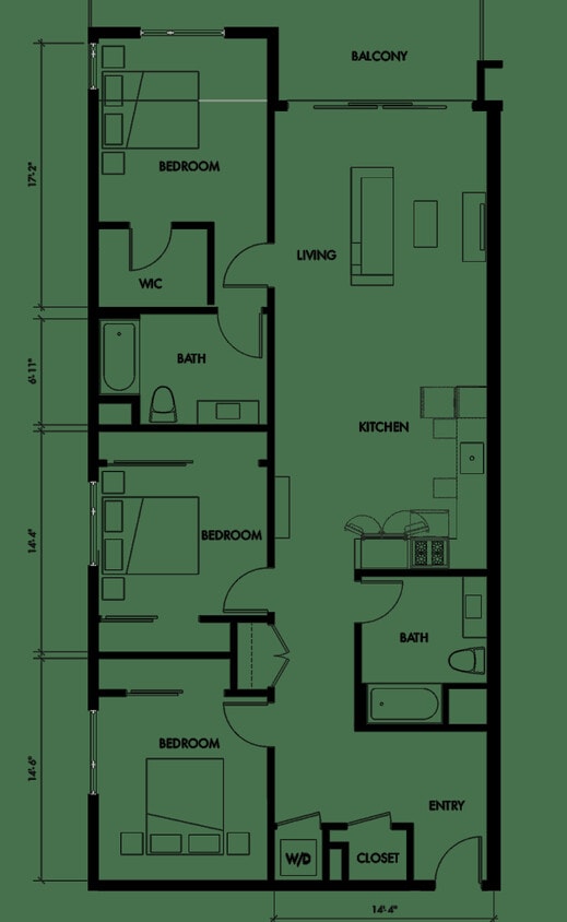 Floor Plan - 3 Bed 2 Bath