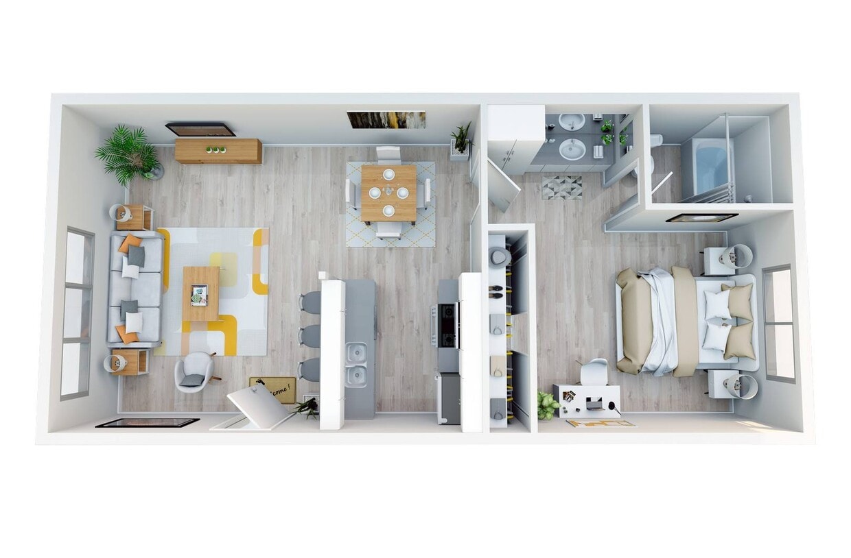 Floor Plan - 1 Bedroom, 1 Bath