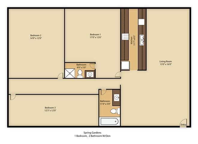 Floor Plan - 3BR 2BA