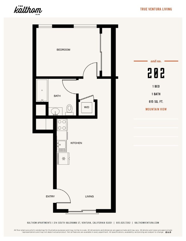 Floor Plan - 1 Bedroom, 1 Bathroom