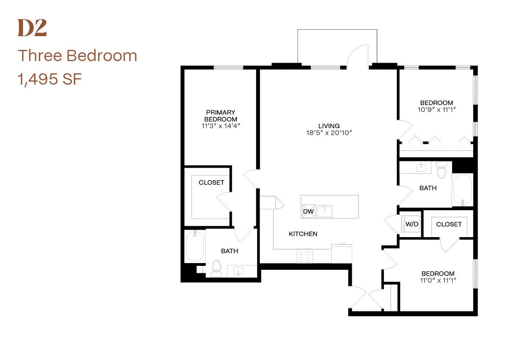Floor Plan - Three Bedroom D2