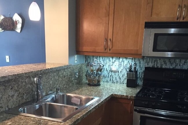 Kitchen with Stove and Microwave - 530 K St Unit San Diego Gaslamp Quarter