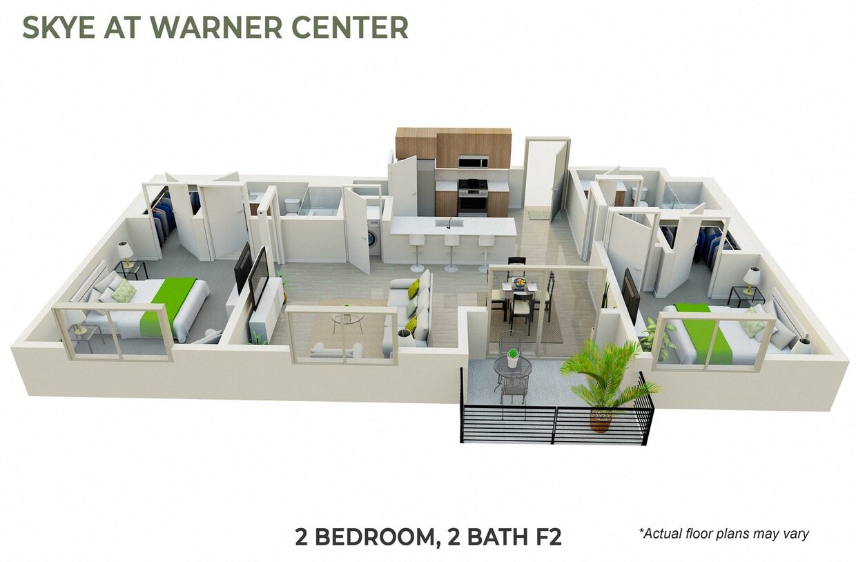 Floor Plan - 2 Bedroom, 2 Bath F2