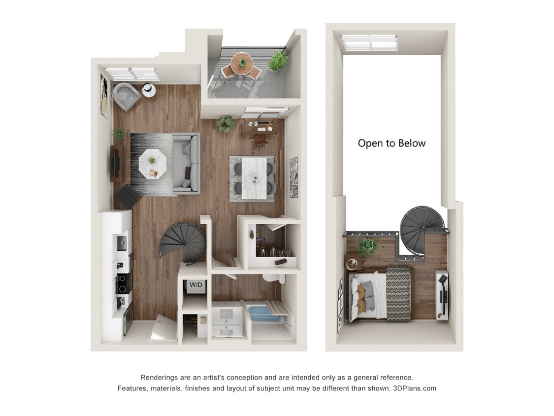 Floor Plan - Studio +Loft - 820 sqft