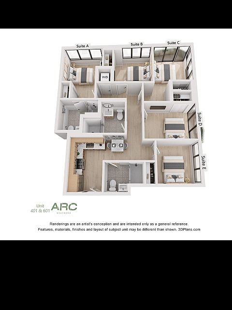 ARC Westwood_Unit 401_5 Bed_1054 - Furnished Suite