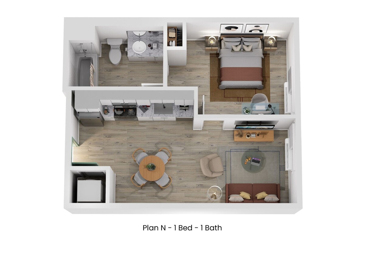 Floor Plan - Plan N - 1 x 1